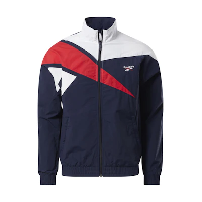 Reebok CL F FR Colorblock Logo Print Stand Collar Jacket Unisex Navy Blue H54456