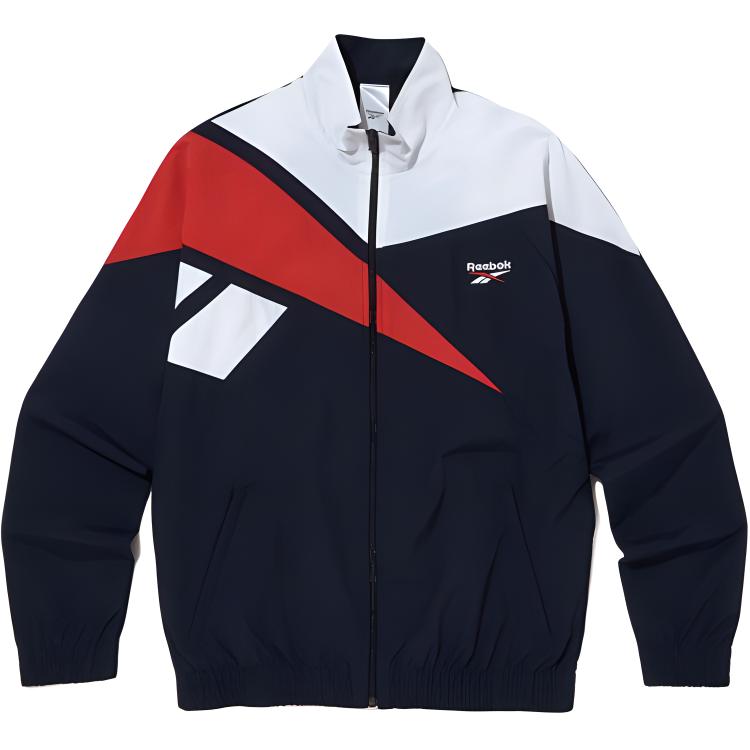Reebok CL F FR Outdoor Casual Colorblock Zip-Up Jacket Navy Blue REJU4EJ83N2