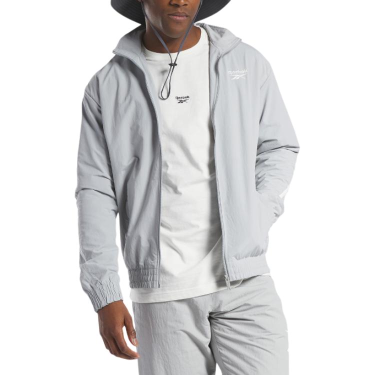 Reebok CL Vector Light Grey Polo Collar Long-Sleeve Jacket REJU3EJ62G1