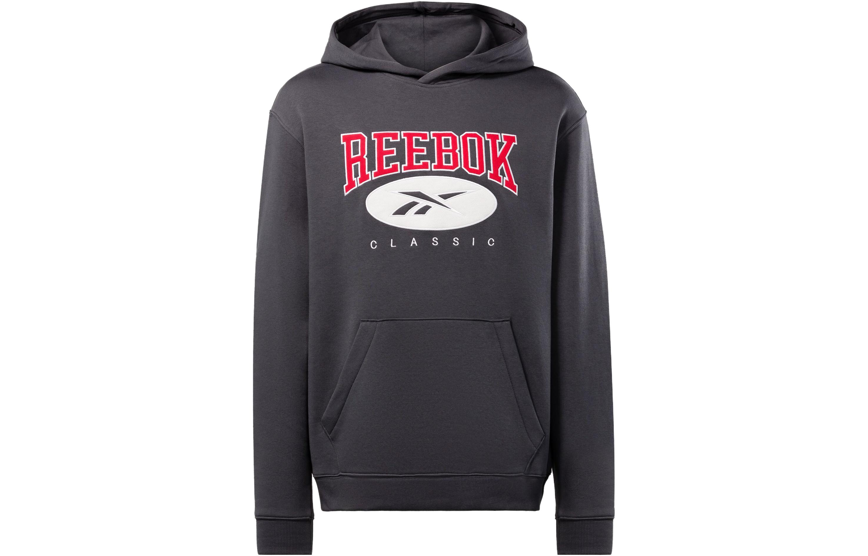 Reebok Classic Archive Essentials Hoodie Letter Logo Embroidered Pullover - Grey 100036768