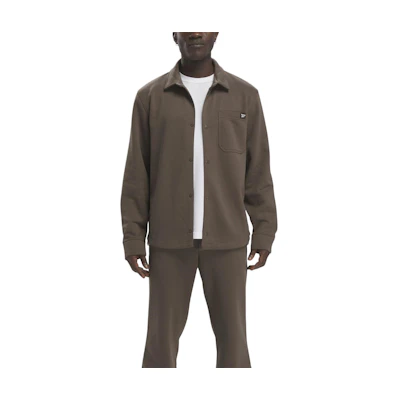 Reebok Classic Fleece-Lined Button-Up Jacket Khaki Long Sleeve 20140154