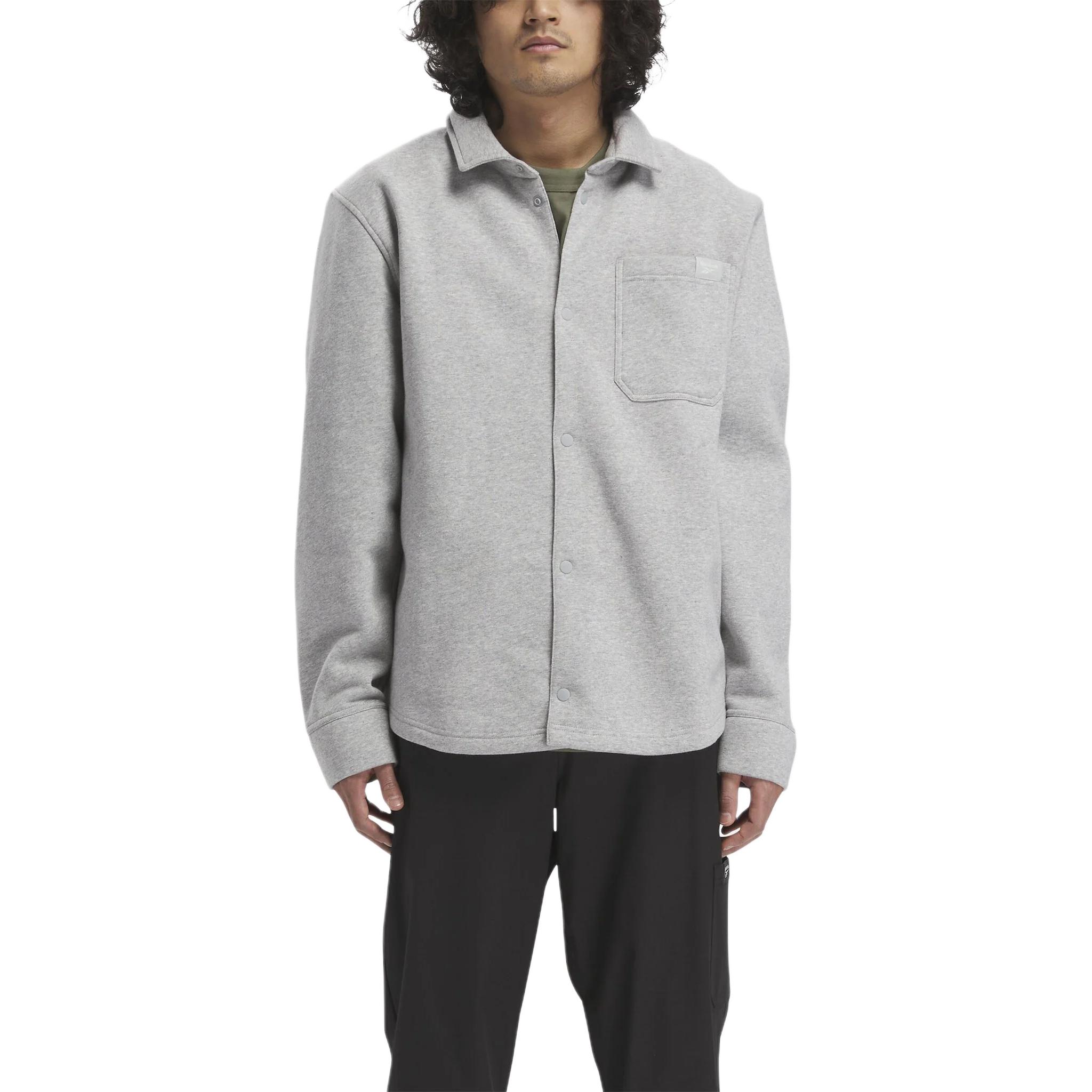 Reebok Classic Fleece-Lined Overshirt Unisex Light Grey Mélange Jacket 20138892
