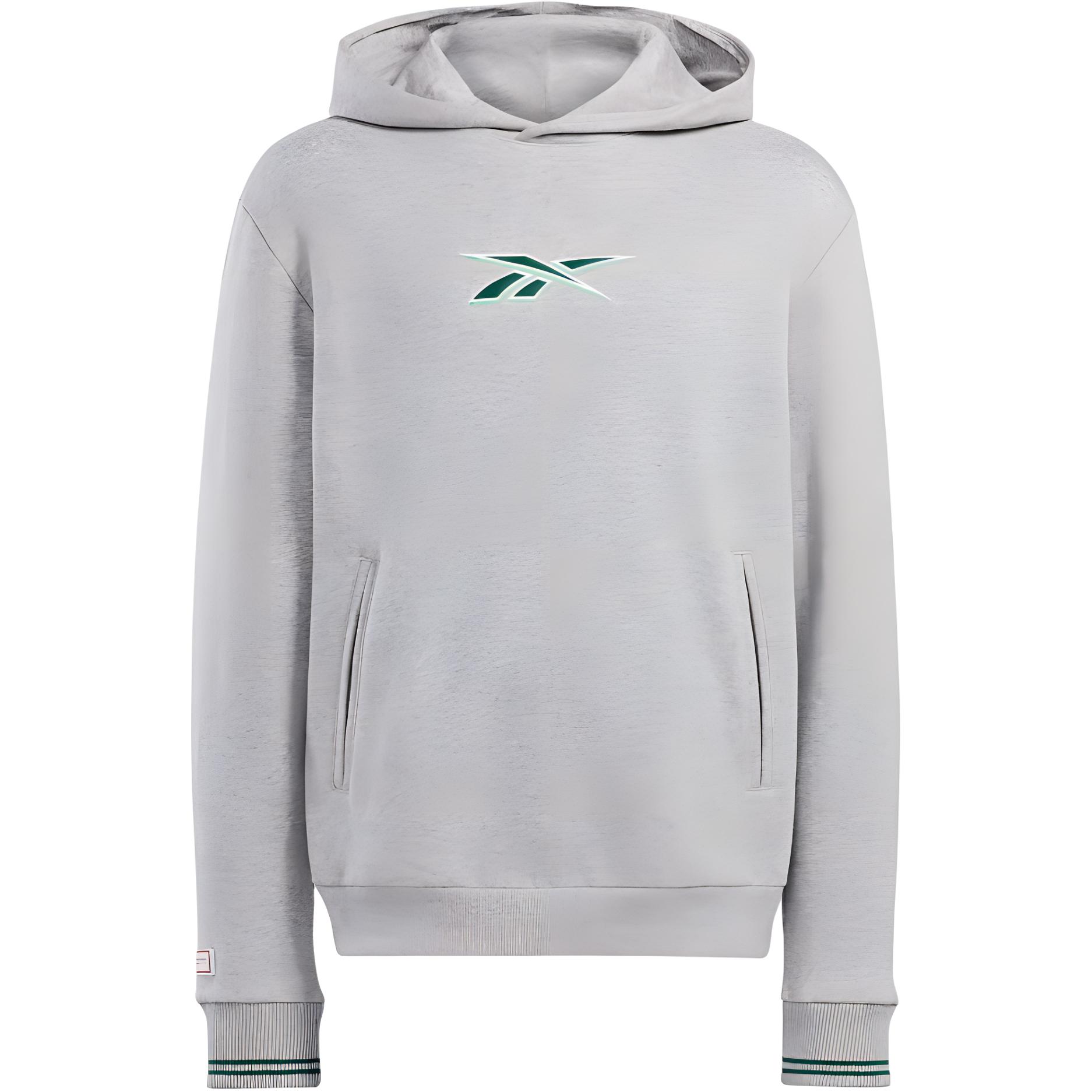 Reebok Classic Hoodie Unisex Grey - Solid Color Logo Print Casual Comfort 22251412