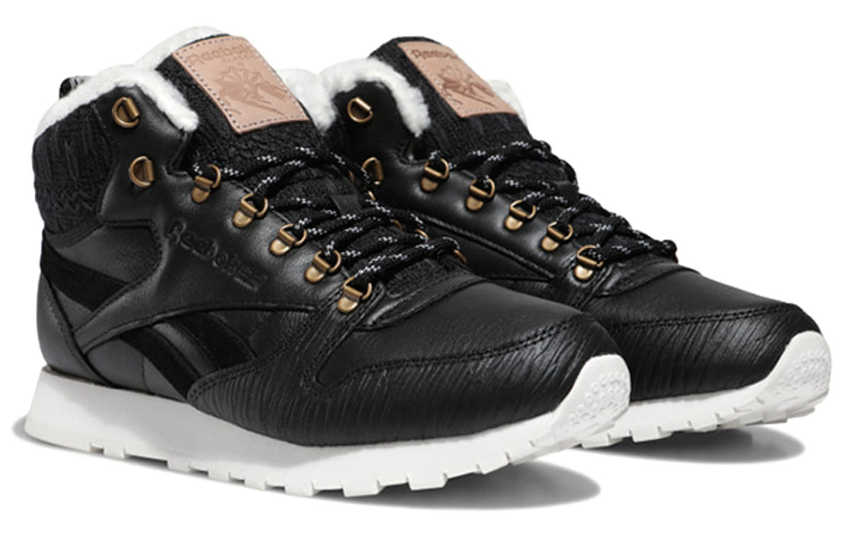 Lookbook Reebok Classic Leather Arctic Boots 'Black Fleece-lined Running' FZ1207