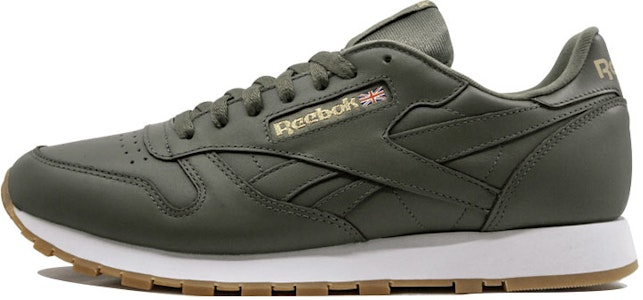 Reebok 經典皮革膠底 輕便透氣緩震 低筒跑步鞋 軍綠 Buy Reebok 經典皮革膠底 輕便透氣緩震 低筒跑步鞋 軍綠