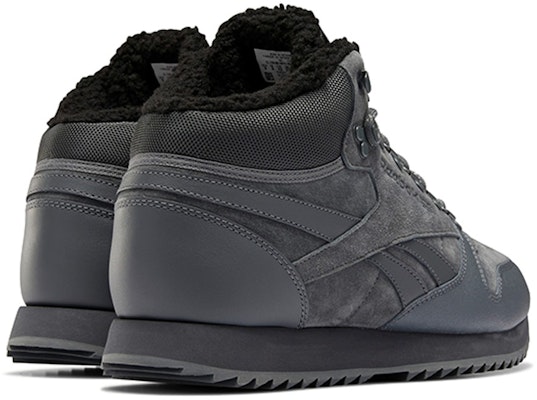 Reebok Classic Leather Mid 'Black Grey Fleece' FU9128 Shop Reebok Classic Leather Mid 'Black Grey Fleece' FU9128