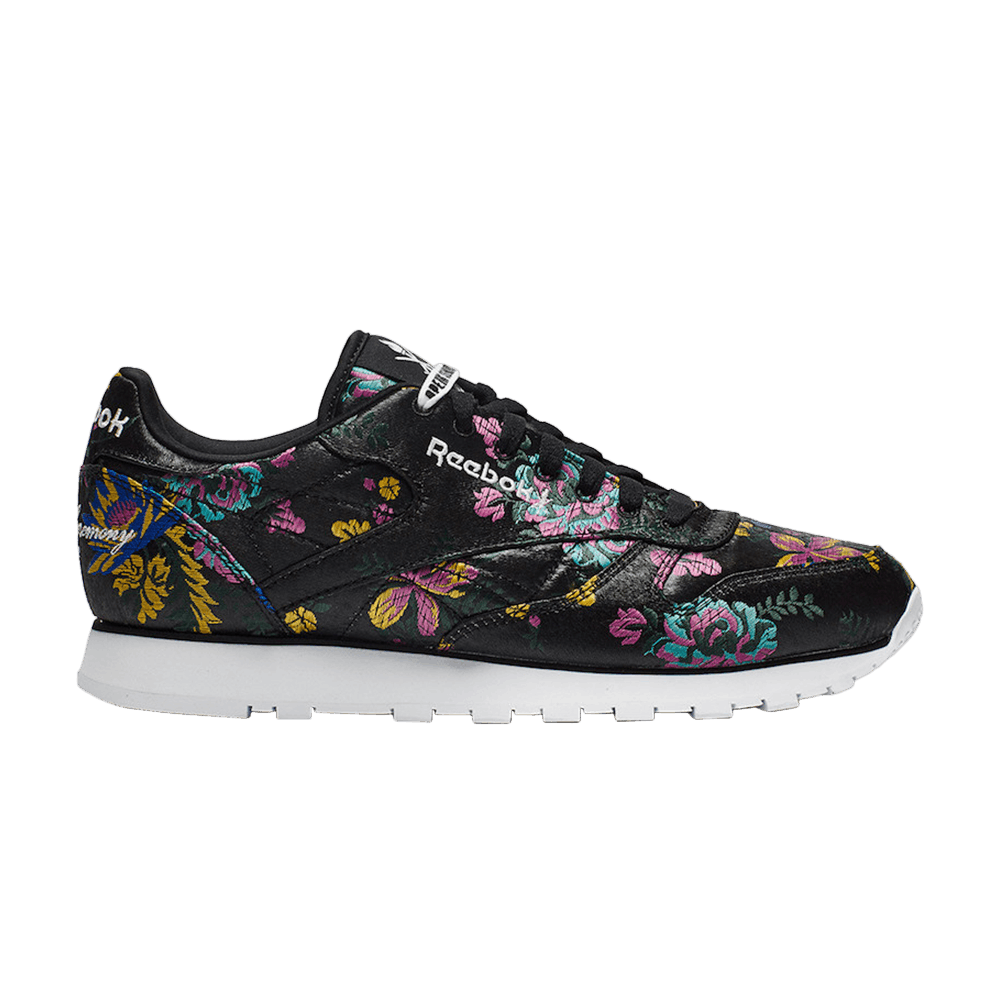 Buy Reebok经典皮革开幕式花卉缎面黑色 OC-CLASSIC-LTHR-BLK
