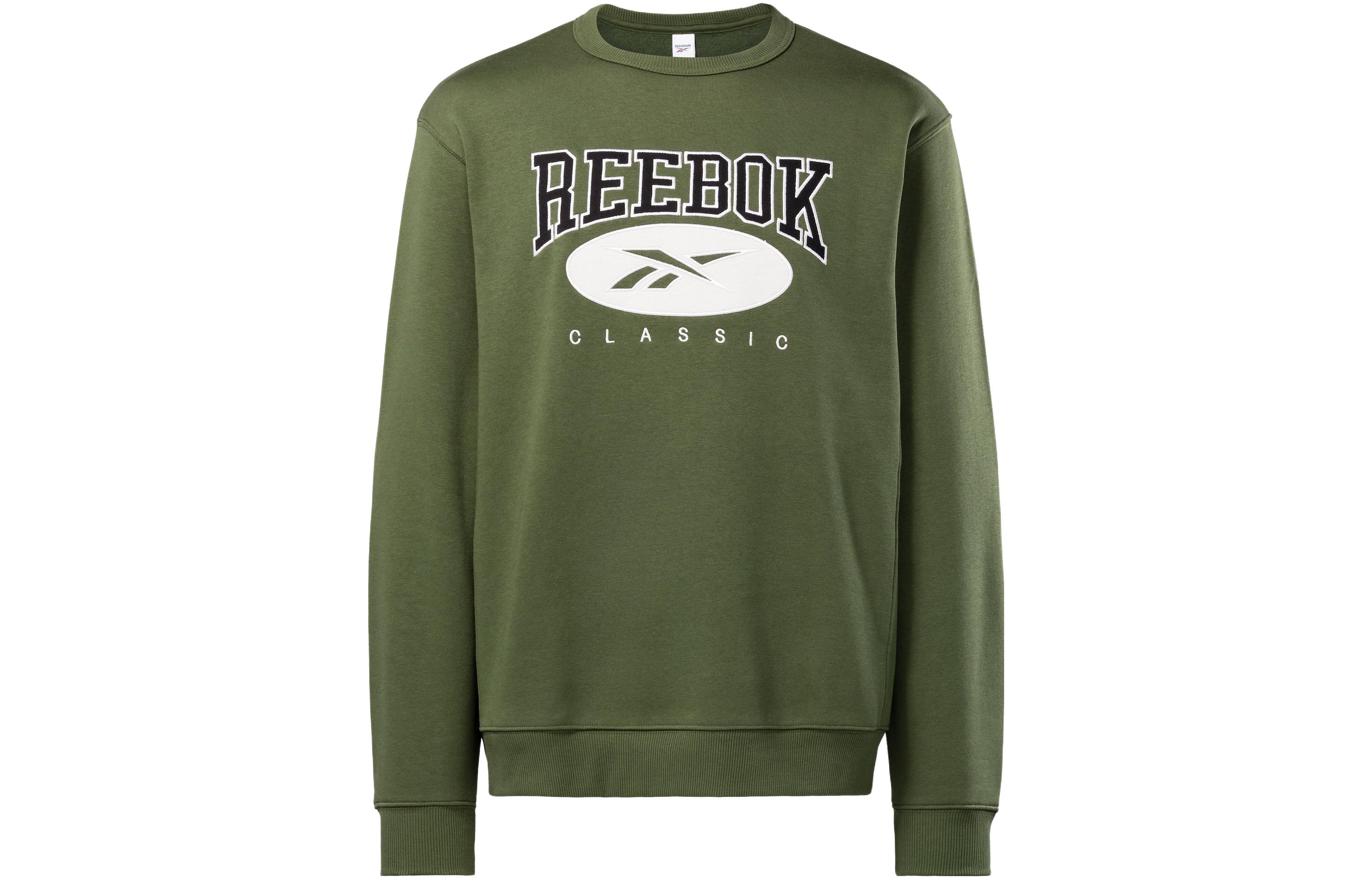 Reebok Classics Archive Essentials Green Crewneck Sweatshirt Unisex Logo Embroidery 100036879