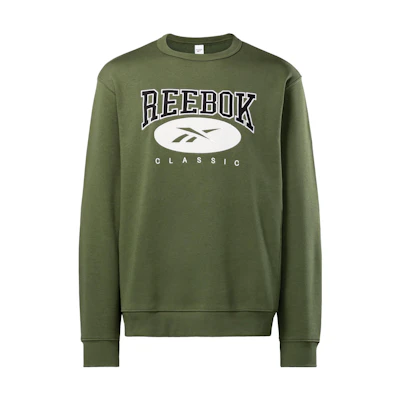 Reebok Classics Archive Essentials Green Crewneck Sweatshirt Unisex Logo Embroidery 100036879