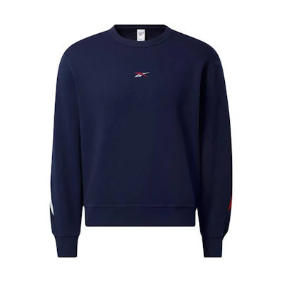 Reebok Classics Brand Proud Crew Sweatshirt Loose Fit Navy Blue Ribbed Long Sleeve 100027973