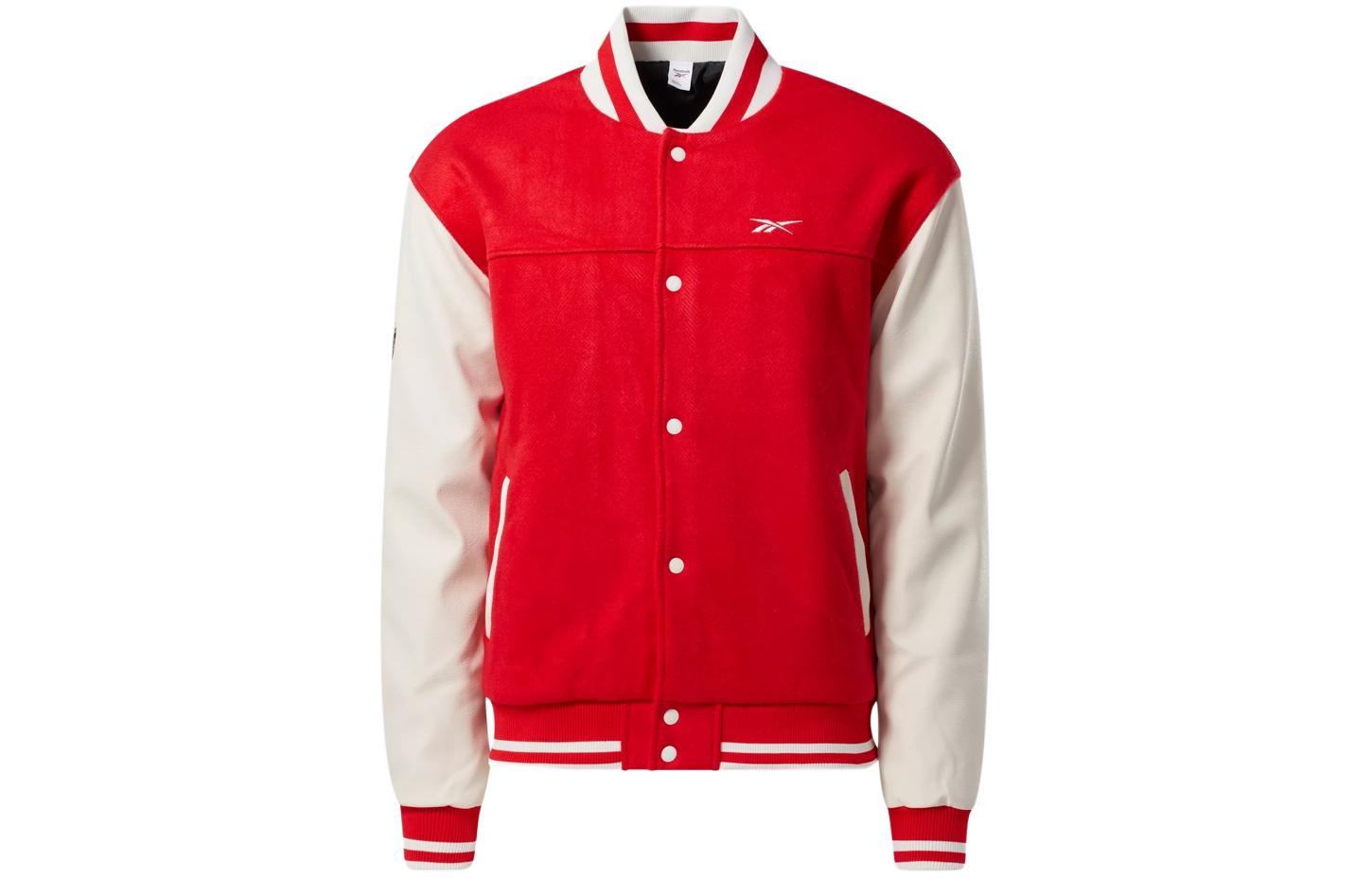 Reebok Classics Reserve Varsity Jacket Red Logo Embroidery Unisex Long Sleeve 100064796