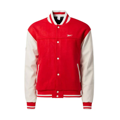 Reebok Classics Reserve Varsity Jacket Red Logo Embroidery Unisex Long Sleeve 100064796