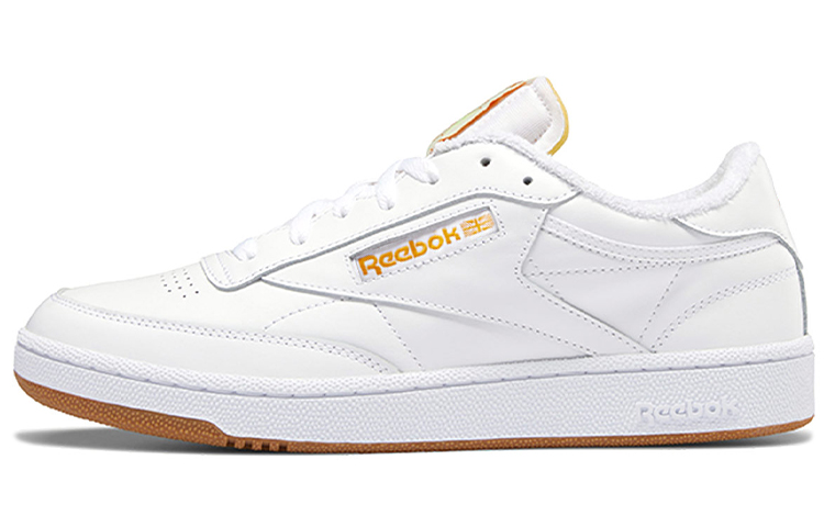 Reebok Club C 85 Stylish Low Top Casual Skate Shoes White Yellow 'Cement' FX1469