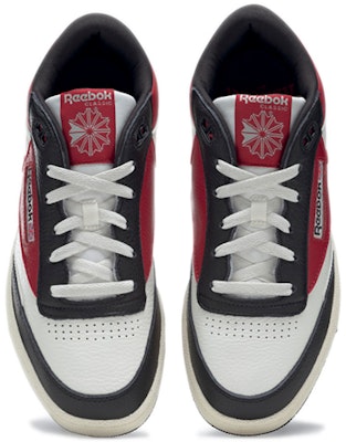 Reebok Club C Mid II 簡潔舒適 復古休閒板鞋 男女同款 黑白紅 Shop Reebok Club C Mid II 簡潔舒適 復古休閒板鞋 男女同款 黑白紅