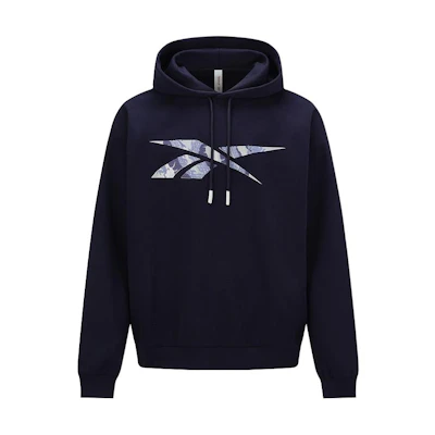 Reebok CNY Logo Embroidered Hoodie Navy Unisex Pullover Sweater 24SRC309UGN2