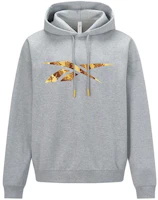 Reebok CNY Logo Embroidered Knit Hoodie Unisex Ash Gray 24SRC309UGG3 Reebok CNY Logo Embroidered Knit Hoodie Unisex Ash Gray 24SRC309UGG3