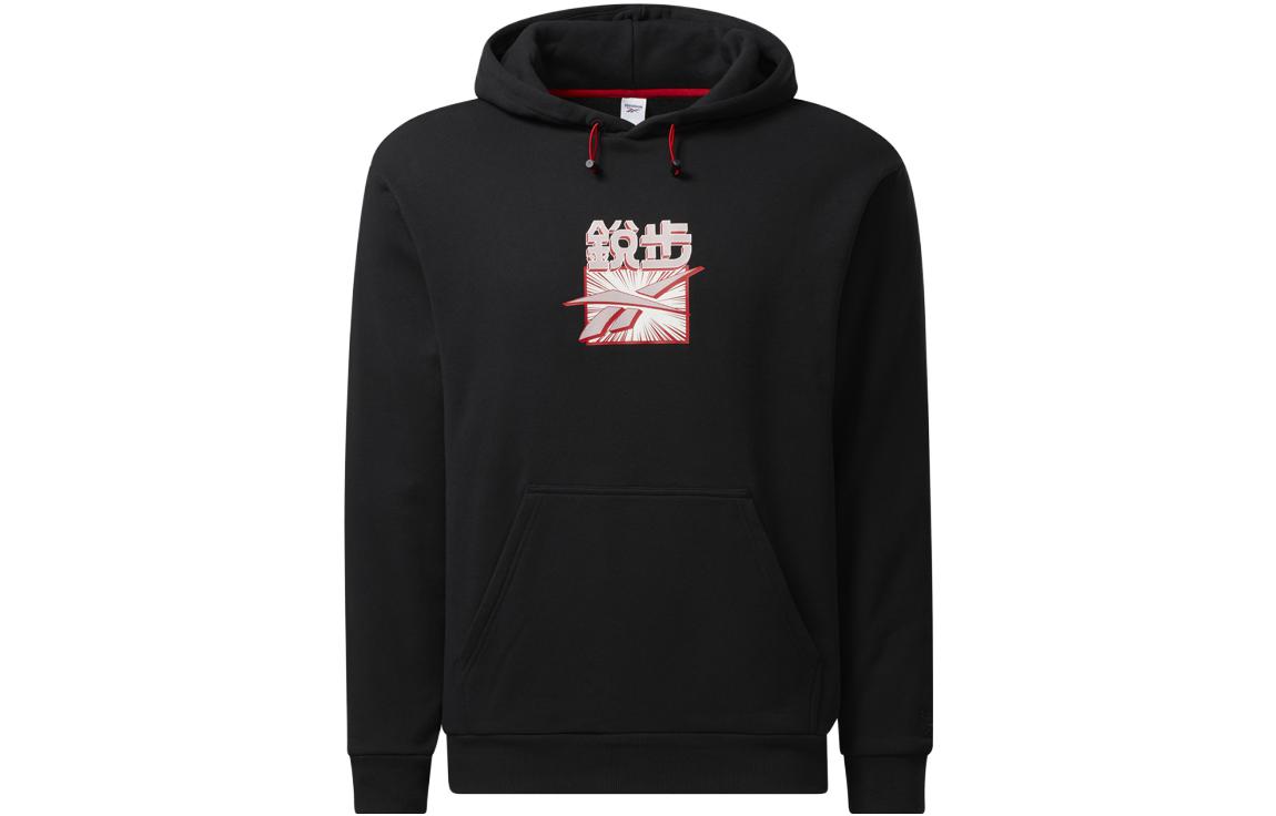 Reebok CNY Series Printed Hoodie Unisex Black Pullover Sweatshirt HE7131