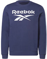Reebok Crew Letter Logo Print Thick Training Sweatshirt Navy Blue - GR1656 Reebok Crew Letter Logo Print Thick Training Sweatshirt Navy Blue - GR1656