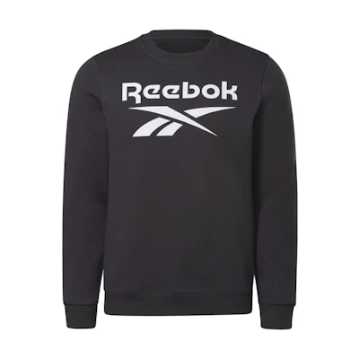 Reebok Crew Logo Printed Pullover Sweatshirt Black Gym Training Wear GR1654