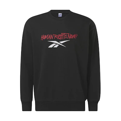 Reebok Crew Unisex French Terry Oversized Cotton Pullover Sweatshirt Black 19728932