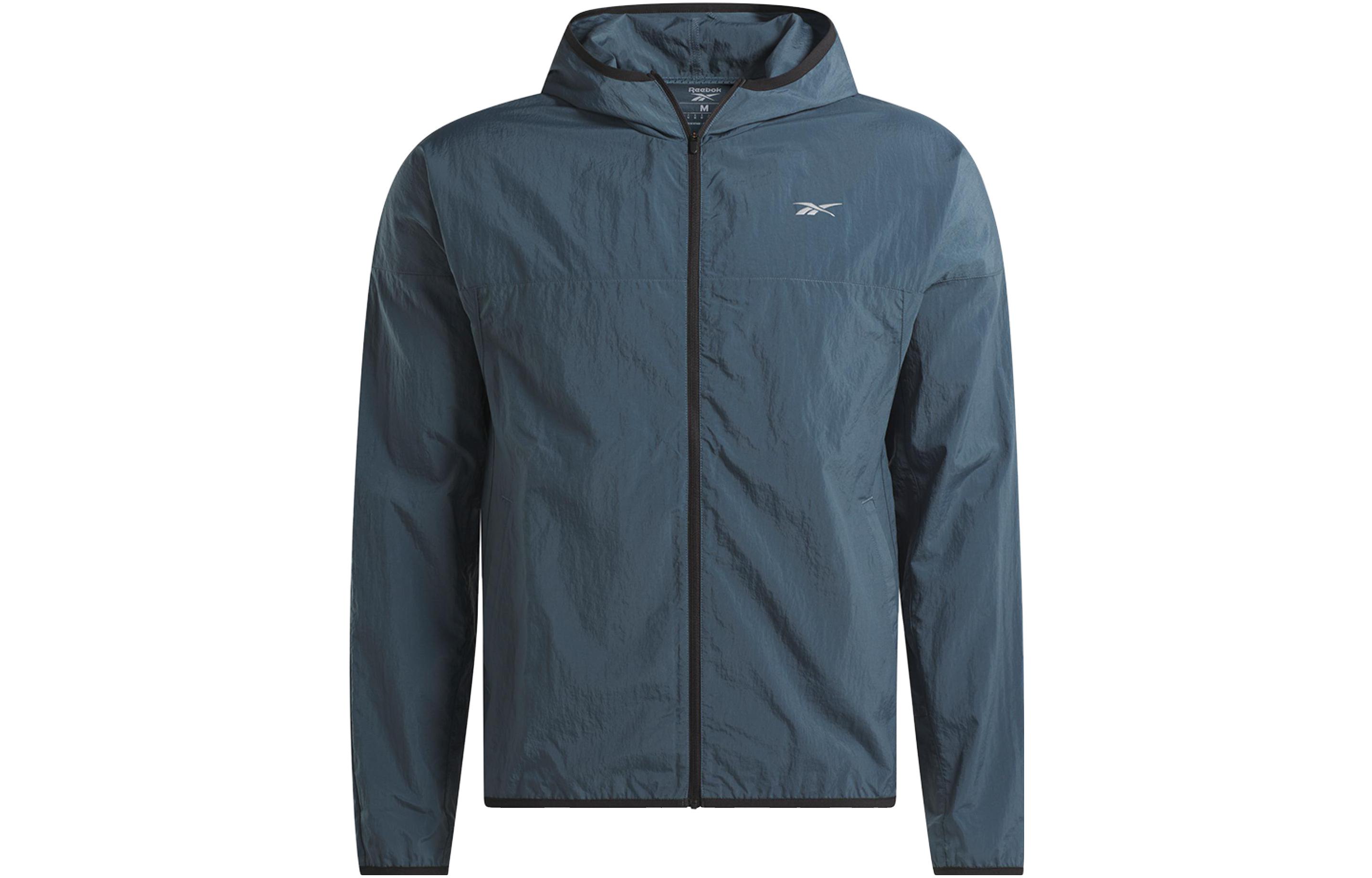 Reebok CYCLED Running Hooded Jacket Breathable Mesh Blue 100035612
