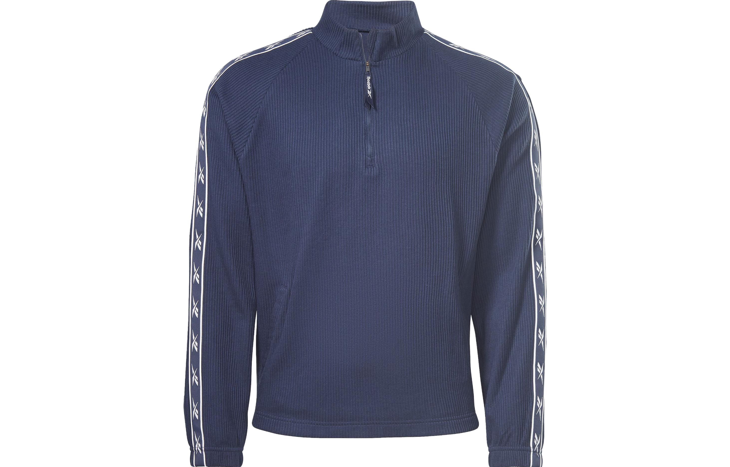 Reebok CYCLED Series Side Logo Waffle Stand Collar Sweatshirt Navy 19728790