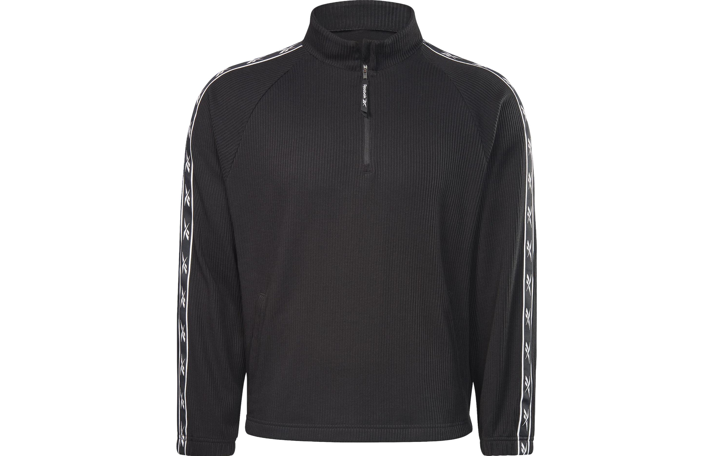 Reebok CYCLED Series Waffle Texture Logo Tape High Neck Sweatshirt Black 19728220