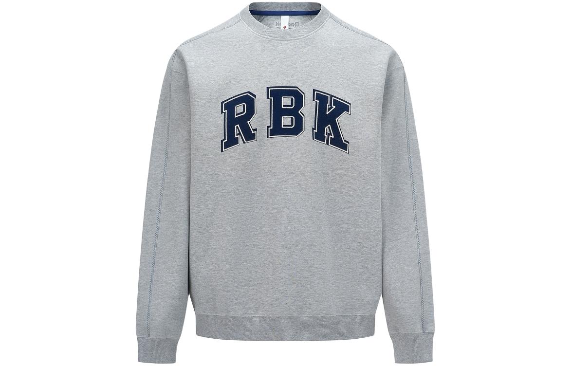 Reebok Embroidered Pullover Knit Sweatshirt Unisex Light Heather Gray Retro Style 24SRC305UGG3