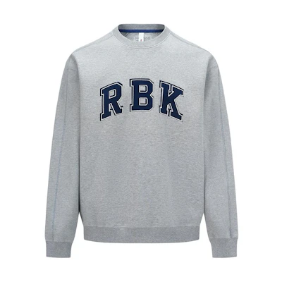 Reebok Embroidered Pullover Knit Sweatshirt Unisex Light Heather Gray Retro Style 24SRC305UGG3