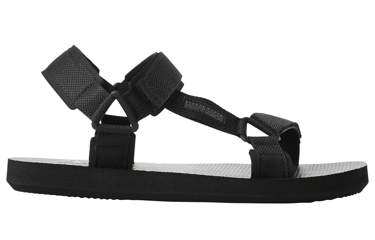 Order Reebok Zwarte Sportsandalen, Slijtvast, Antislip, Open Teen, Platte Hak CN6480