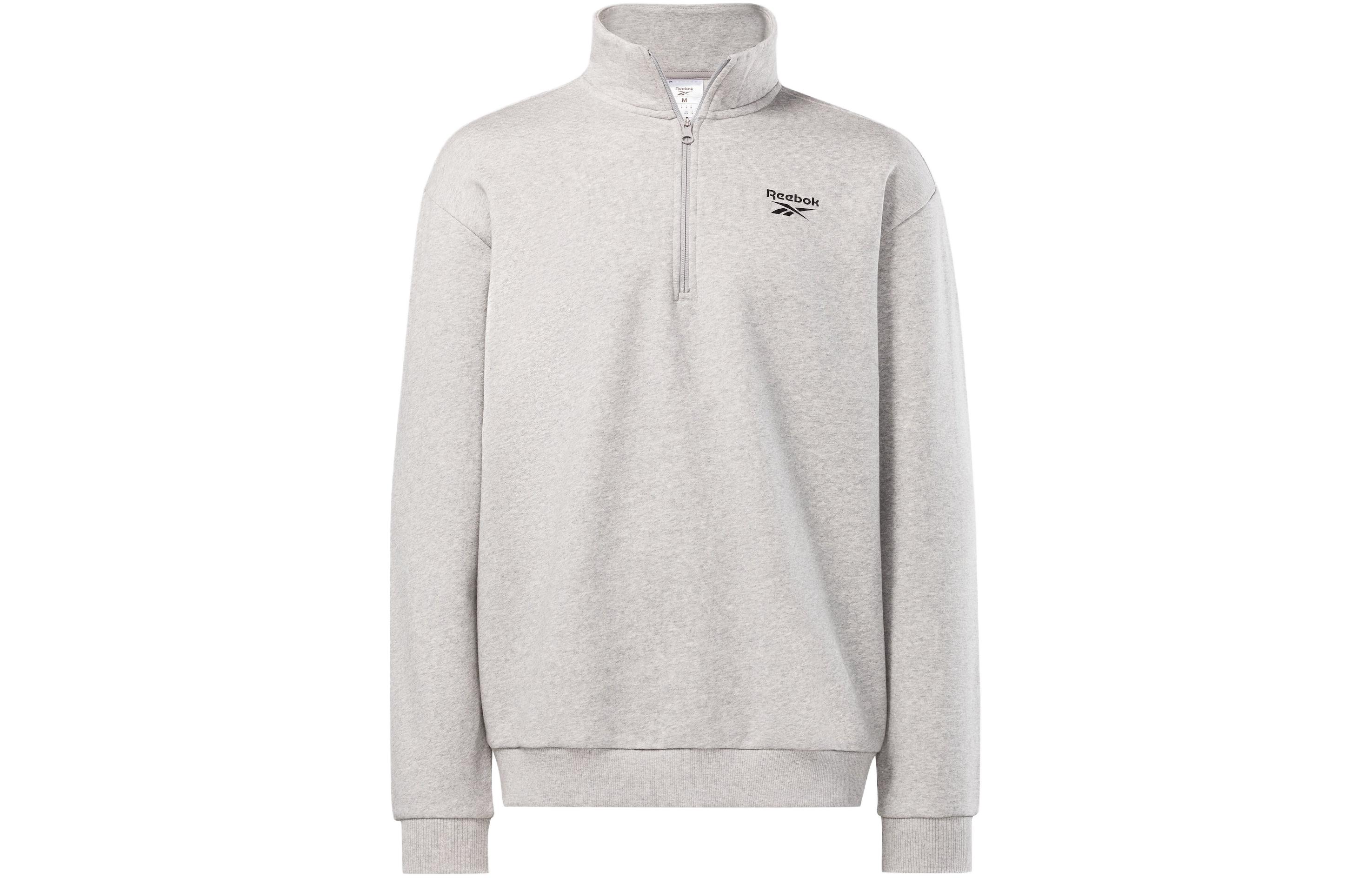 Reebok Gray Loose-Fit Pullover Sweatshirt with Logo Stand Collar 100071029