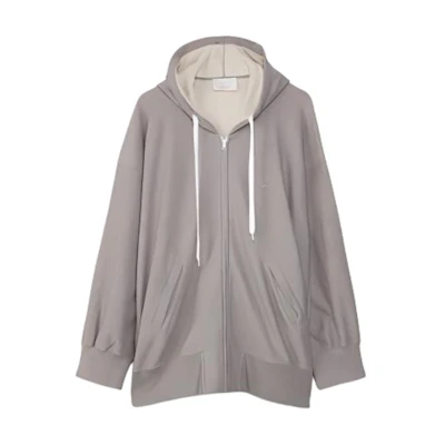 Reebok Gray Solid Color Loose Fit Zip-Up Hoodie Jacket RMBD007C99FAB0010800