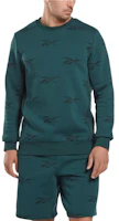 Reebok Green Crewneck Sweatshirt with All-Over Logo Print UY3159704 Reebok Green Crewneck Sweatshirt with All-Over Logo Print UY3159704