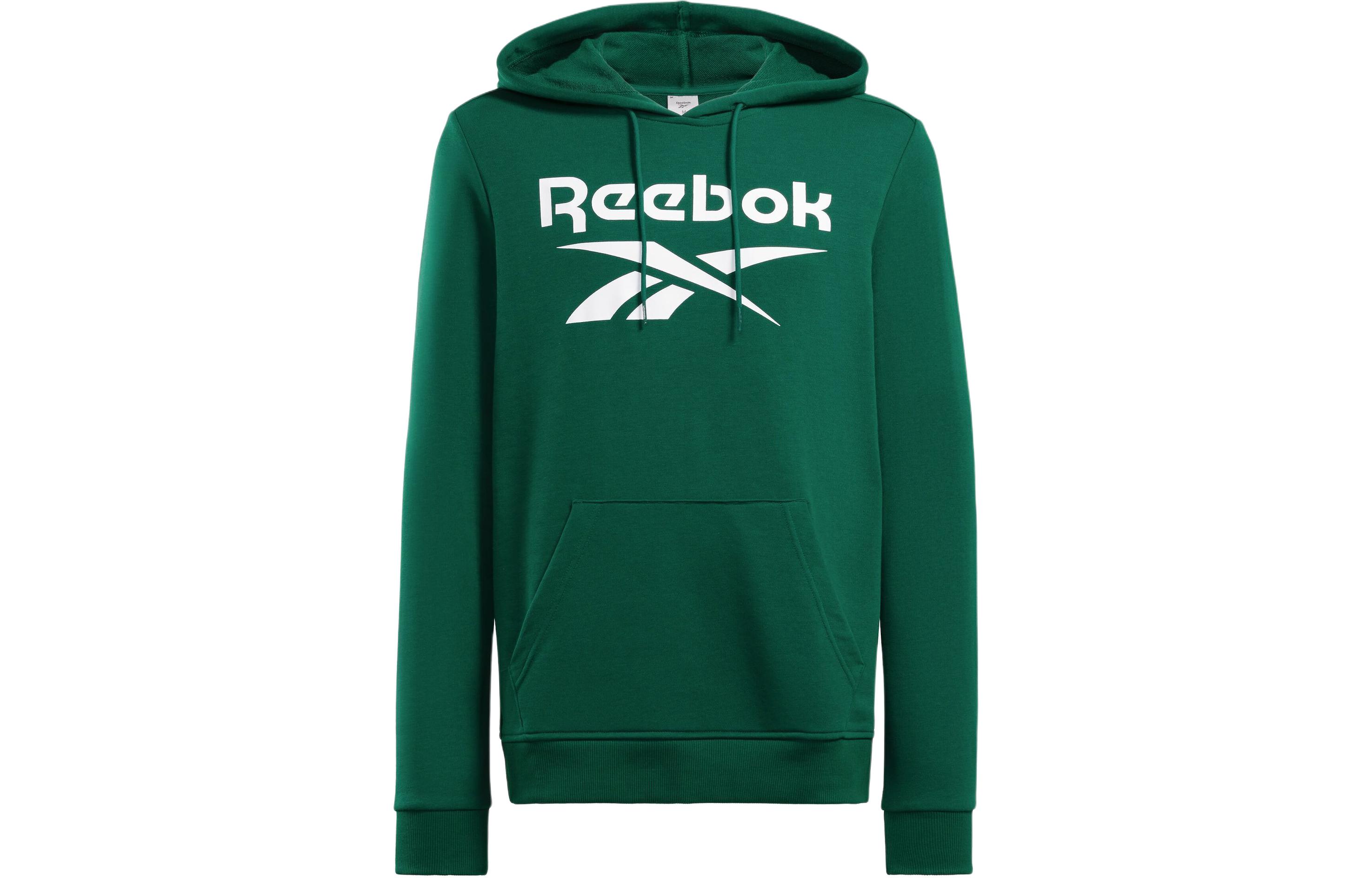 Reebok Green Hoodie with Letter Logo Print and Drawstring 100076427