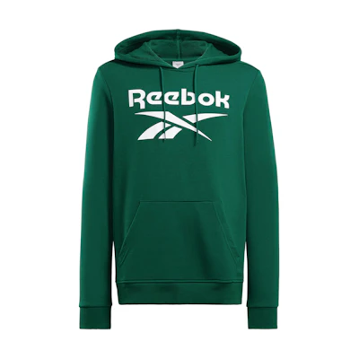 Reebok Green Hoodie with Letter Logo Print and Drawstring 100076427