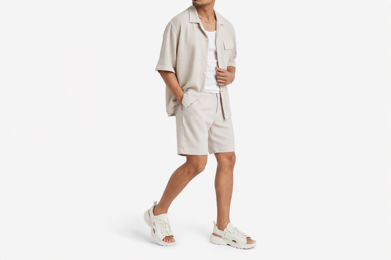 Order Reebok PERIUM SLIDE 織物合成革 舒適 沙灘涼鞋 男女同款 米色
