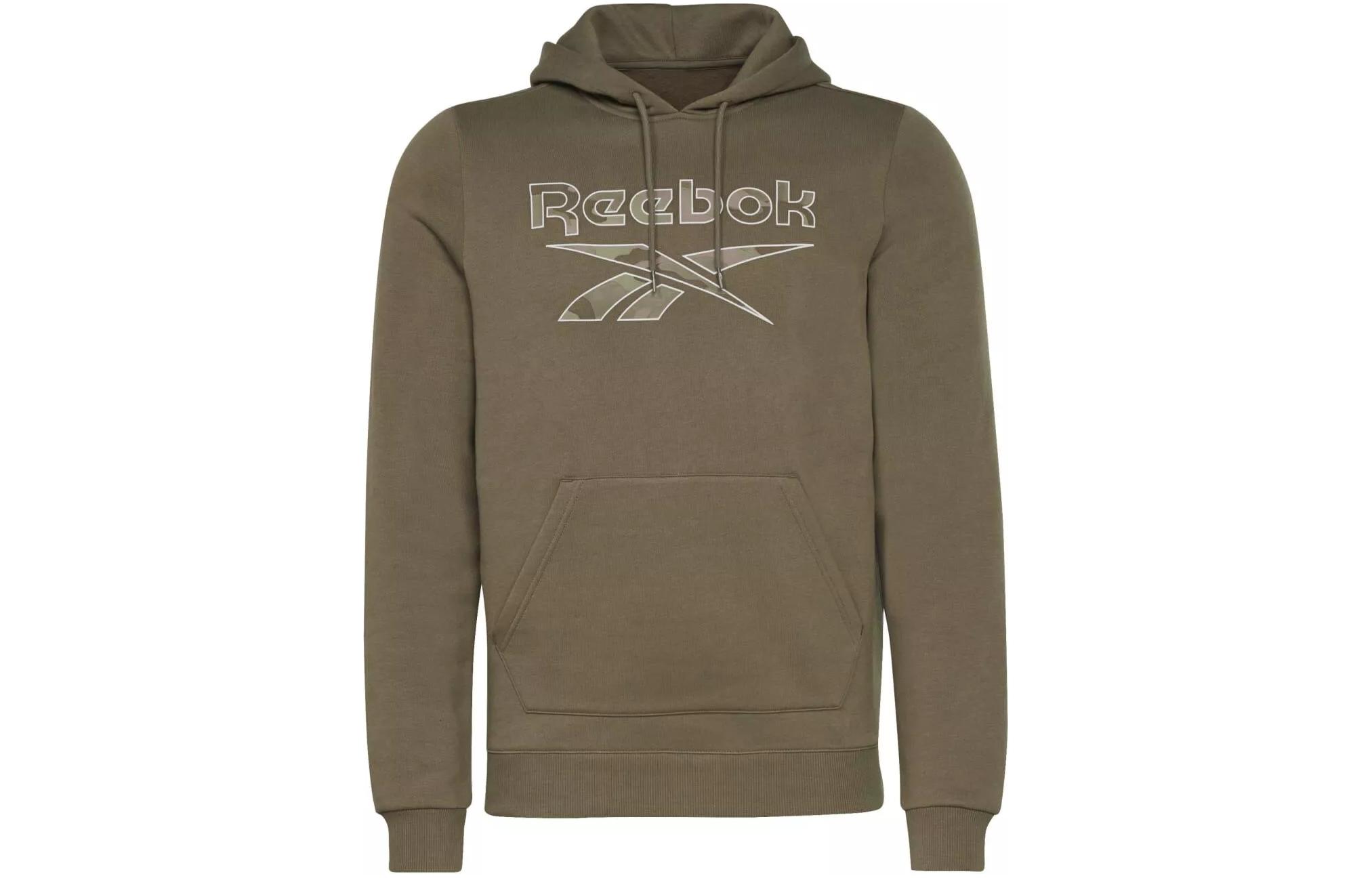 Reebok ID Camo BL Hoodie Green Letter Logo Pullover Fleece Hoodie HE8175