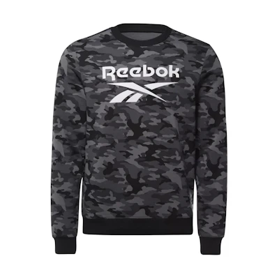 Reebok ID CAMO CREW Letter Logo Print Camo Pullover Sweatshirt Men Dark Gray HE8172