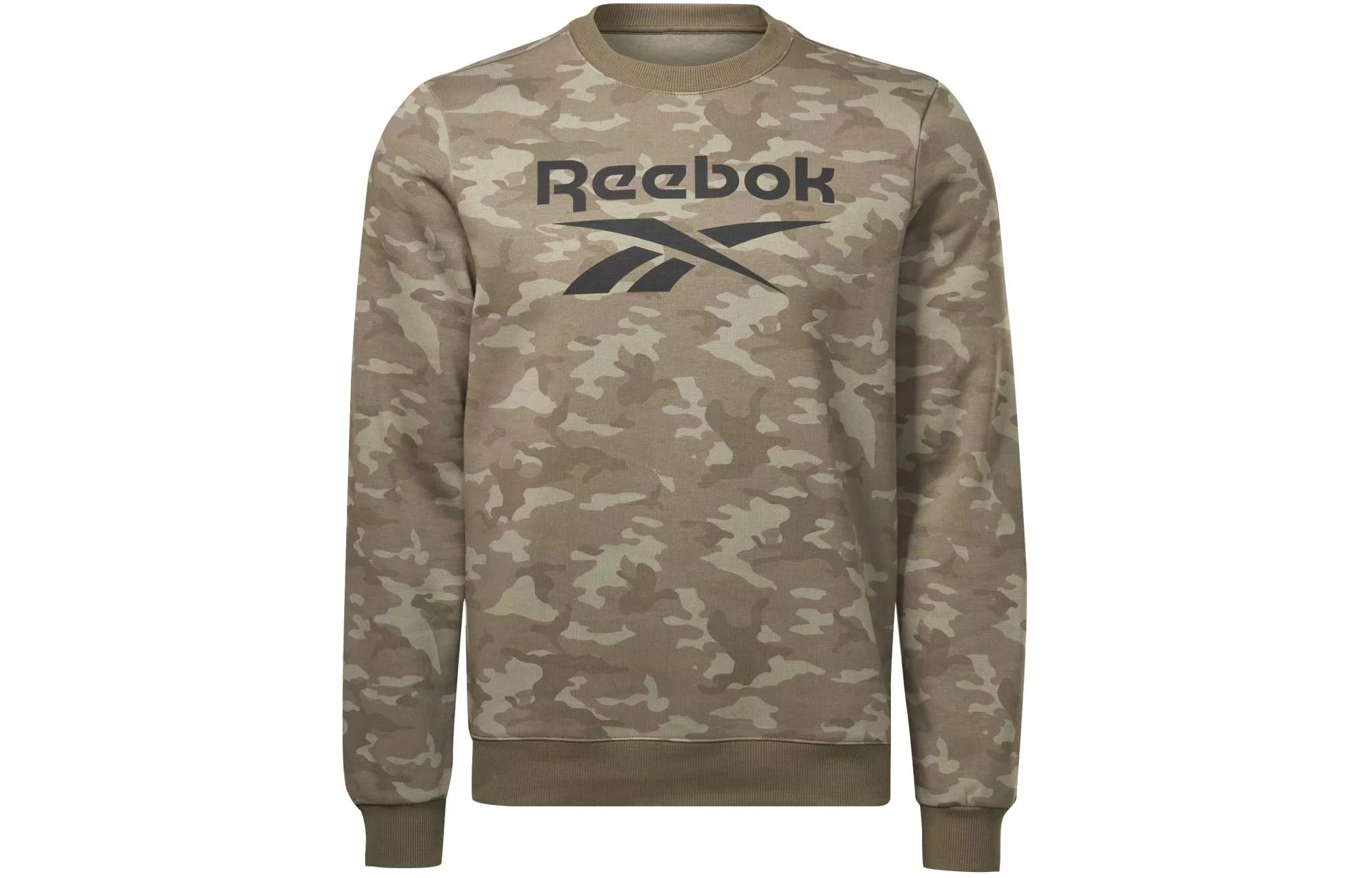 Reebok ID Camo Crewneck Sweatshirt Green Logo Print Casual Wear HE8173