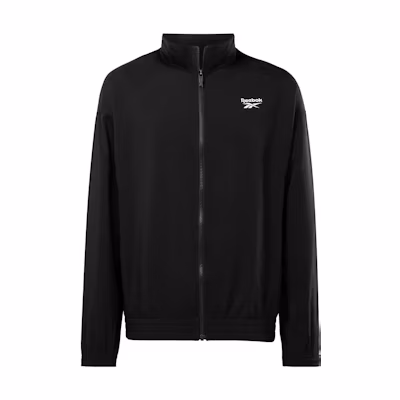 Reebok Identity Black Track Jacket with Letter Print and Front Zipper 100070566