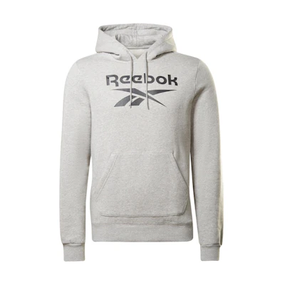 Reebok IDENTITY FLC OTH Logo Print Hoodie - Gray Pullover Casual Wear GS1609