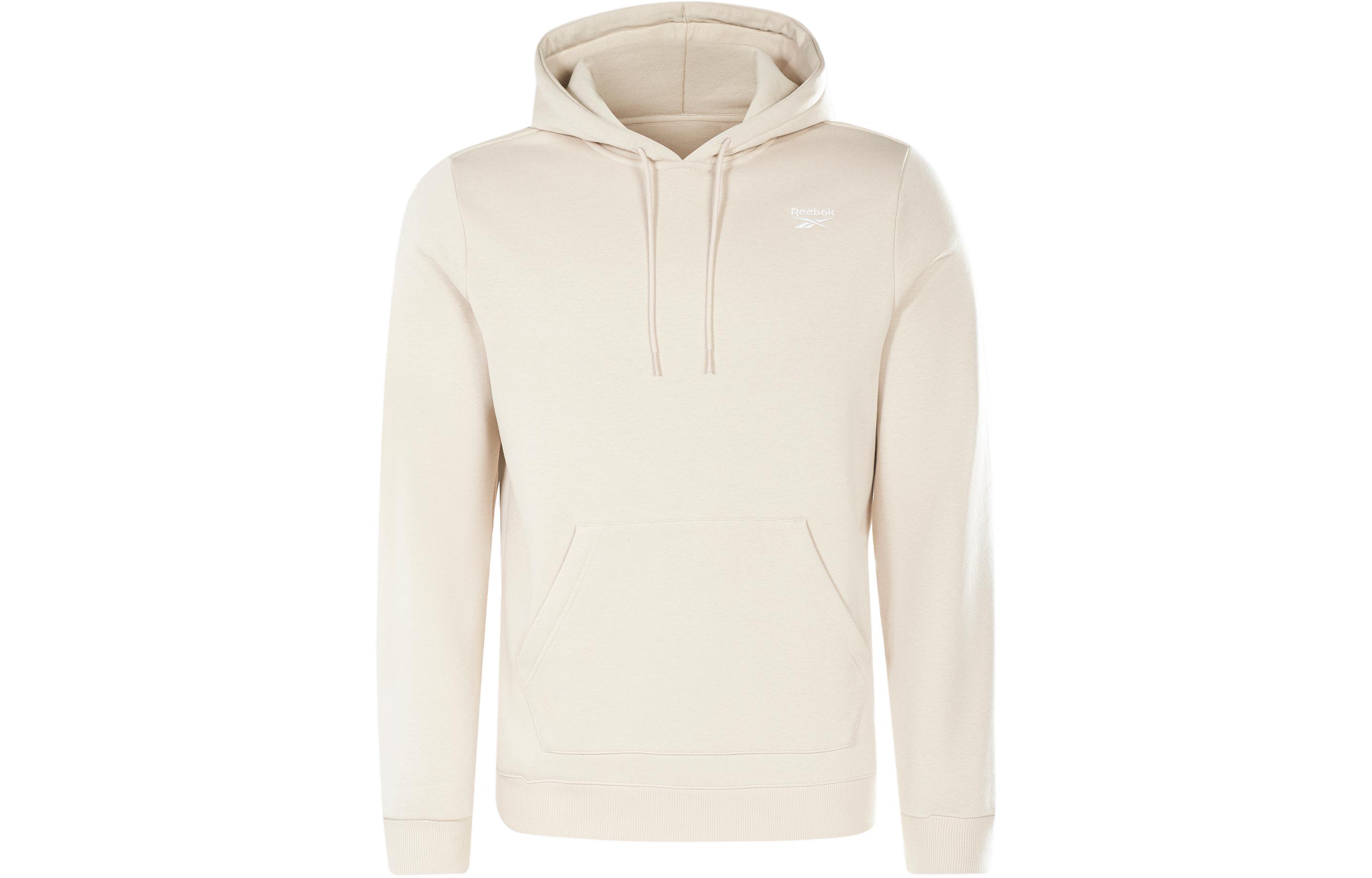 Reebok IDENTITY Fleece Hoodie Beige Casual Pullover Sweater GR9194