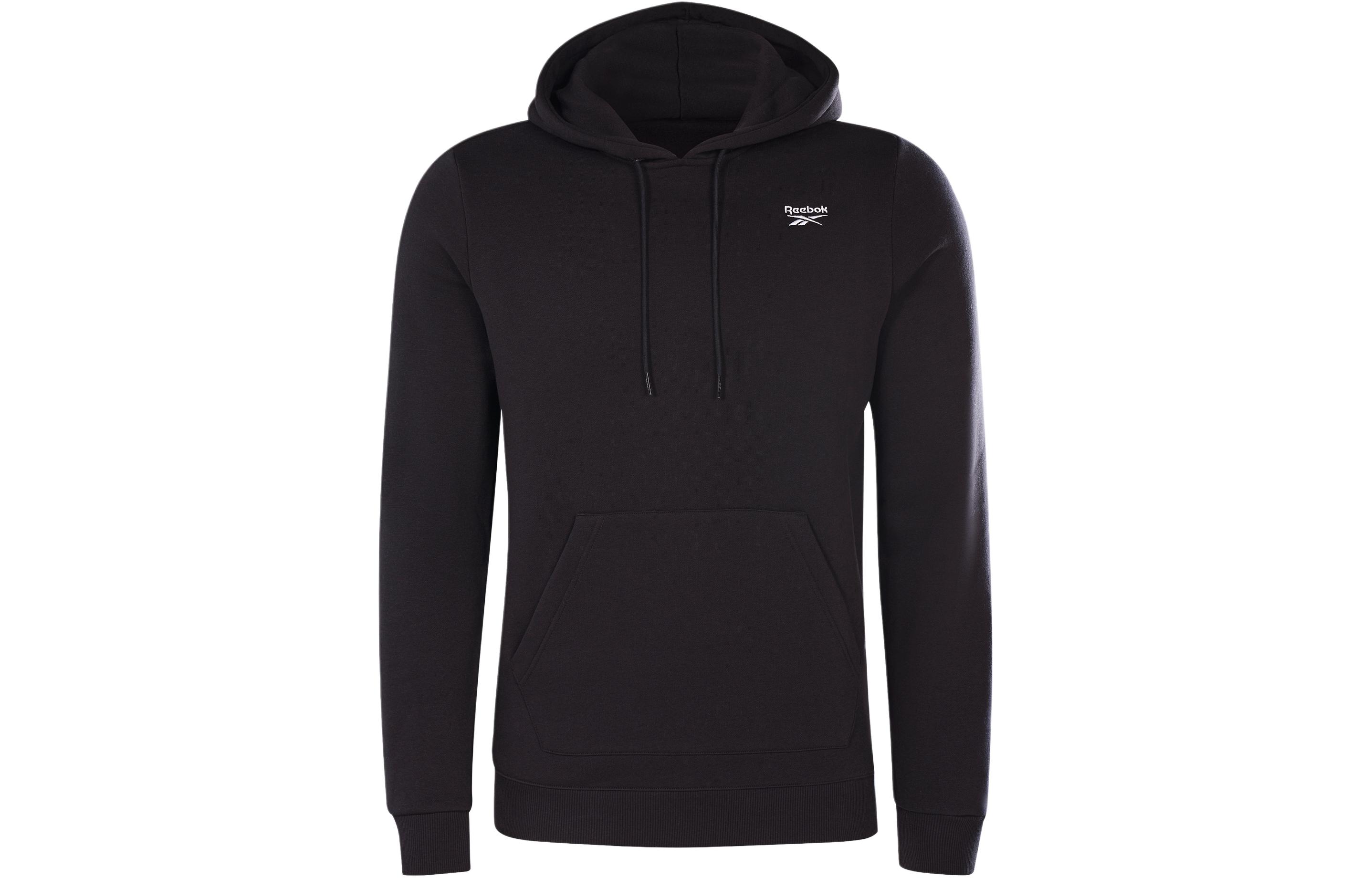 Reebok Identity Fleece Pullover Hoodie Black Casual Solid Color GR9197