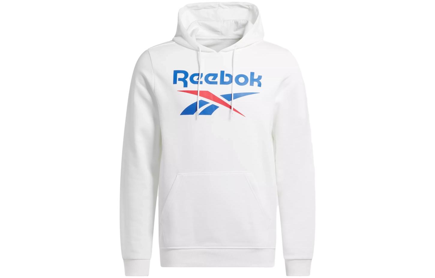 Reebok Identity Fleece Stacked Logo Pullover Hoodie White Sweatshirt 100050293