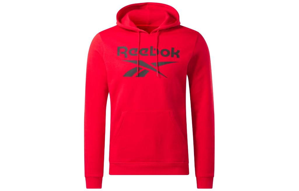 Reebok Identity Fleece Stacked Logo Red Hoodie Casual Wear 100071191