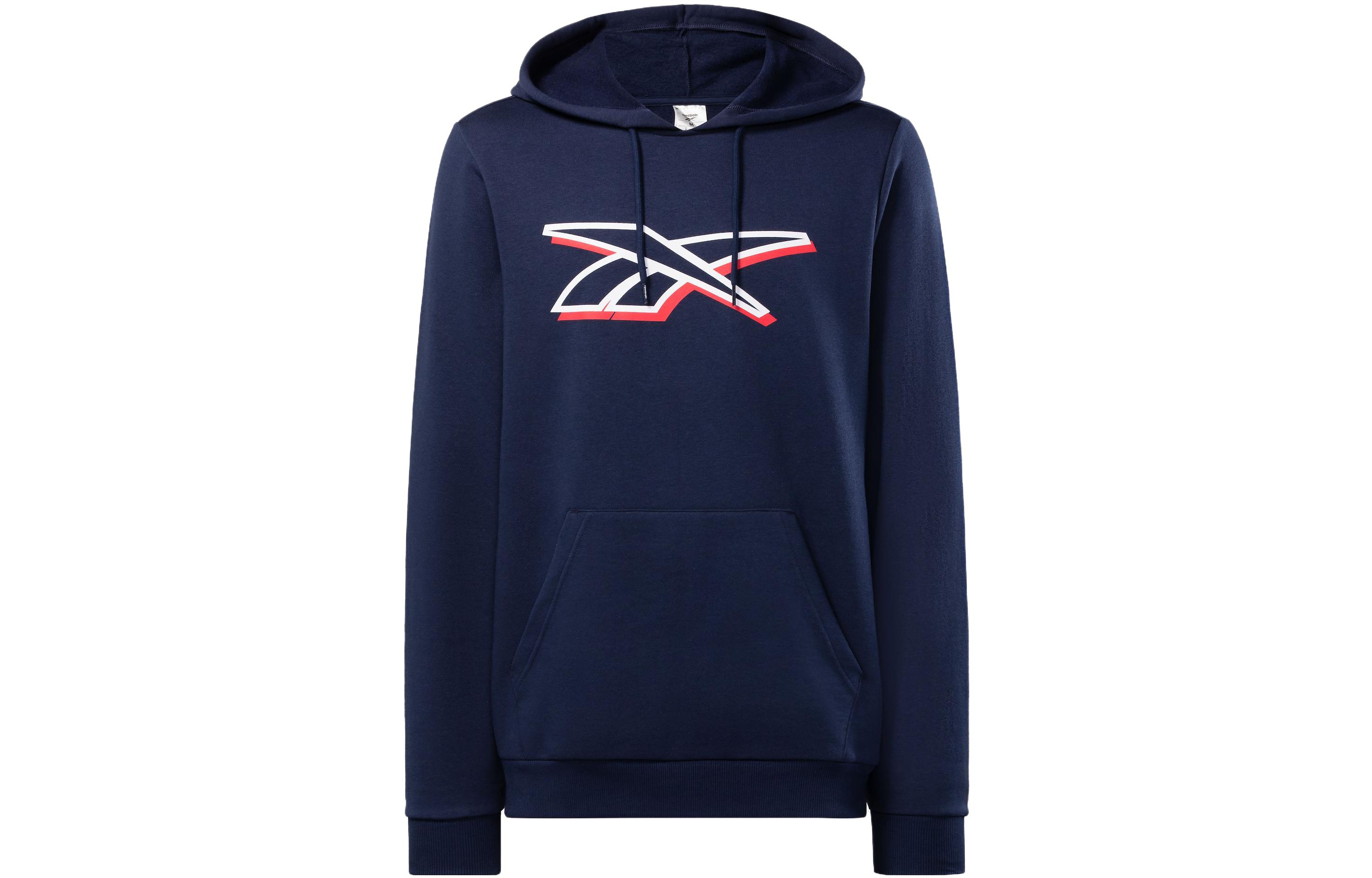 Reebok Identity Logo Navy Blue Loose Fit Pullover Hoodie 100071361