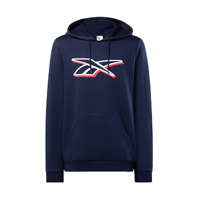 Reebok Identity Logo Navy Blue Loose Fit Pullover Hoodie 100071361