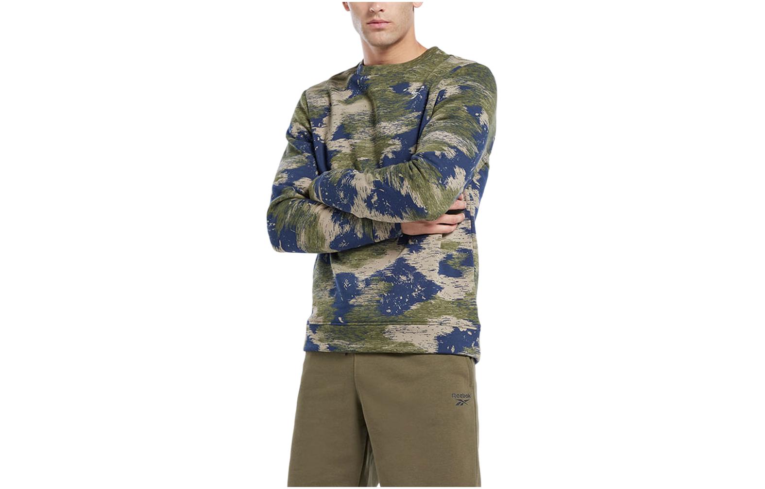 Reebok Identity Modern Camouflage Fleece Crewneck Sweatshirt Men’s Camo Green HS9424