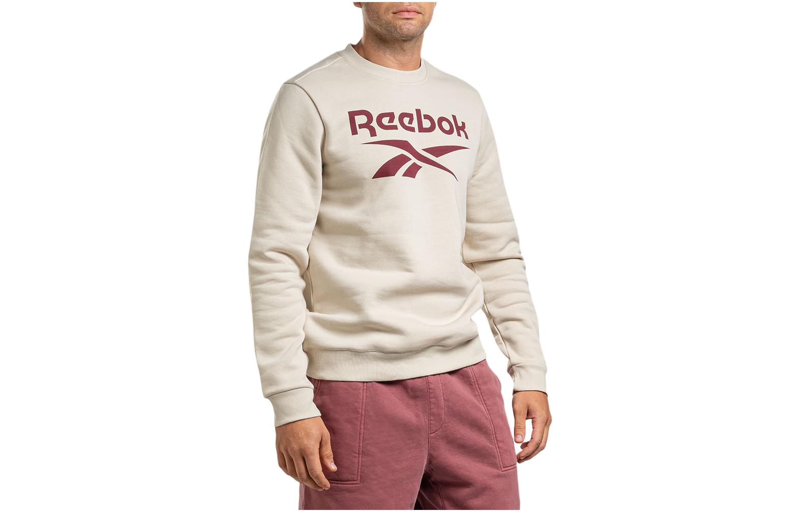 Reebok Identity Stacked Logo Print Fleece Crewneck Sweatshirt Khaki 100071037