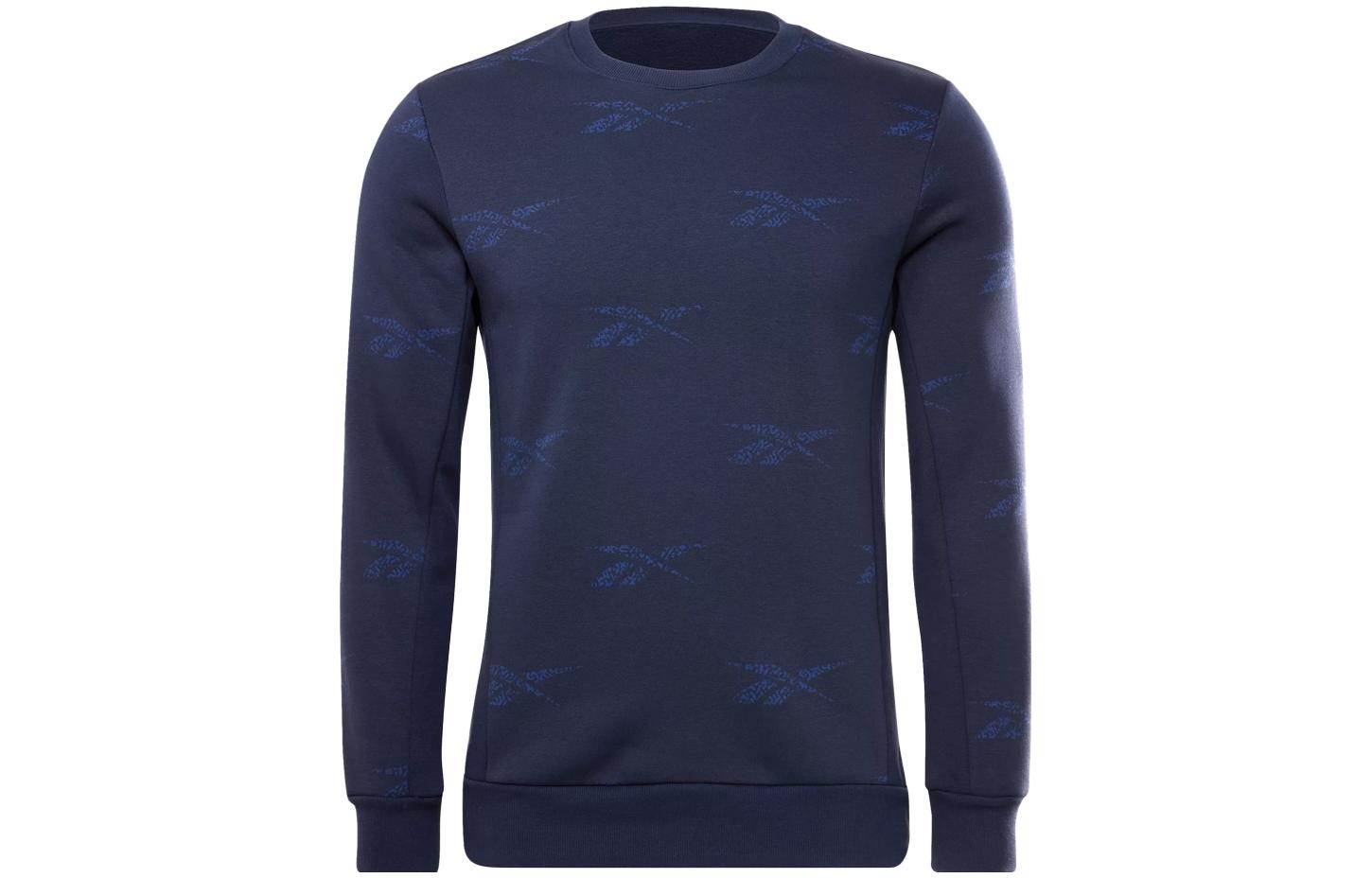 Reebok Identity Vector Fleece Crew Sweatshirt Navy Blue Logo Long Sleeve Top 100061156